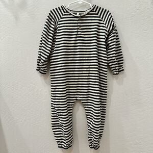 Rylee + Cru Black Stripe Henley Bubble Jumpsuit